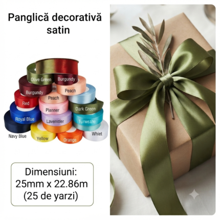 Panglica decorativa saten 25mm x 22.86m