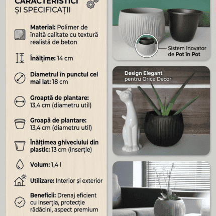 Ghiveci imitatie beton 14 cm