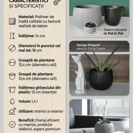 Ghiveci imitatie beton 14 cm