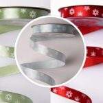 Panglica saten fulgi de nea 12 mm