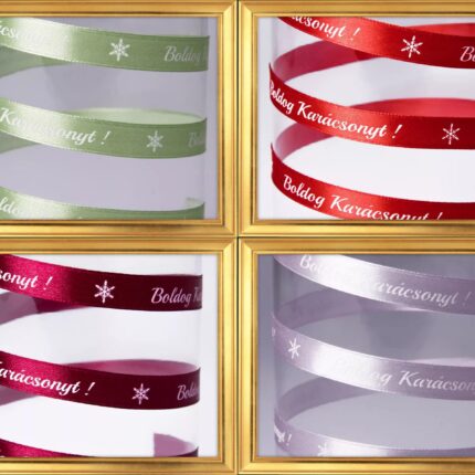 Panglica saten Boldog Karacsonyt 12 mm