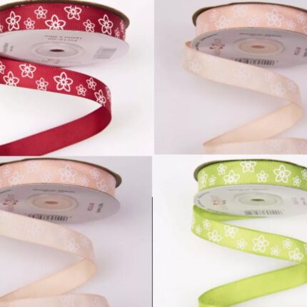 Panglica textila cu floricele 16 mm