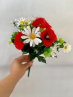 Flori artificiale cu margarete si maci 30cm - imagine 2