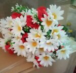 Flori artificiale cu margarete si maci 30cm