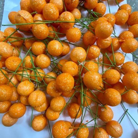 Pick globulete portocaliu&glitter 2 cm