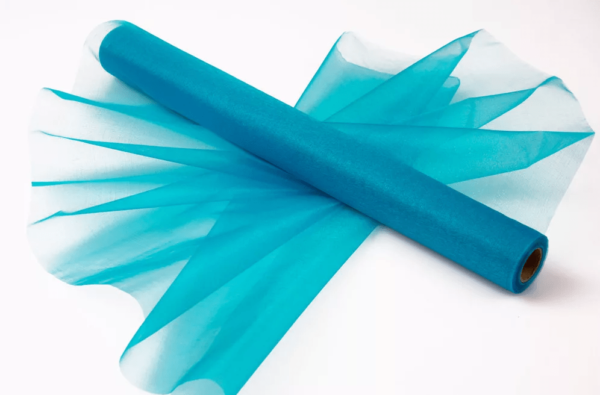 Rola snow organza turquoise 47cm x 10m