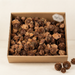 Cutie cu trandafiri din con de cedru, 3-5 cm, cantitate 2.5 kg, aranjament floral natural pentru decorațiuni