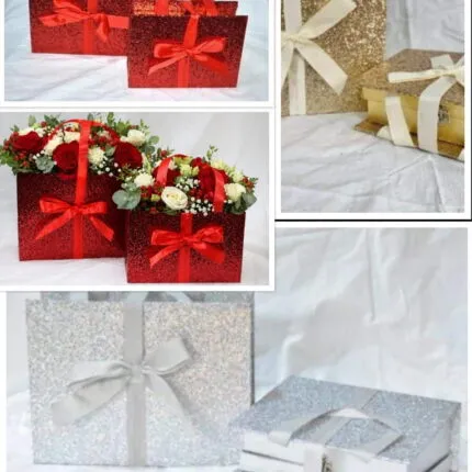 Set cutii tip poseta glitter 2buc