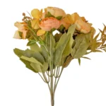 Buchet trandafiri cu hortensie 5 ramuri, 25cm piersica galbui