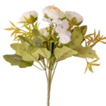 Buchet trandafiri cu hortensie 5 ramuri, 25cm alb
