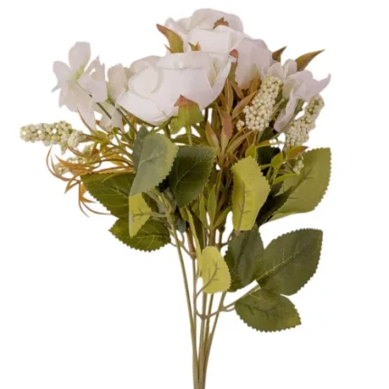 Buchet trandafiri 6 ramuri, 30cm alb