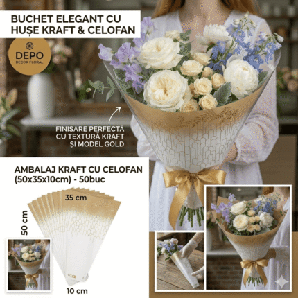 Hartie Kraft cu celofan 50x35x10 cm/50buc