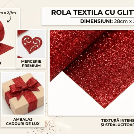 Rola textila cu glitter 28cmx2,7m