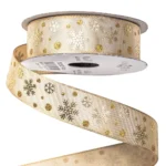 Panglica din textil cu fulgi de zapada 23mmx6.4m