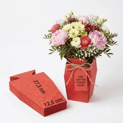 Vas carton Topaze Rosu 10 buc/set