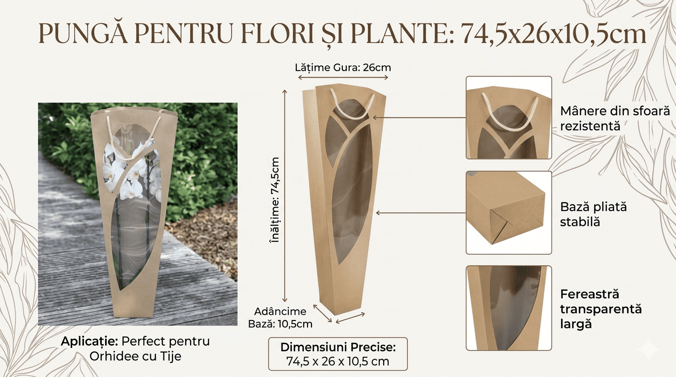 Set punga Boheme cu fereastra 74,5x26x10,5cm 10buc Set punga Boheme cu fereastra 74,5x26x10,5cm 10buc