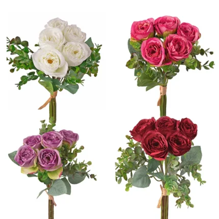 Buchet trandafiri cu eucalipt 36 cm -