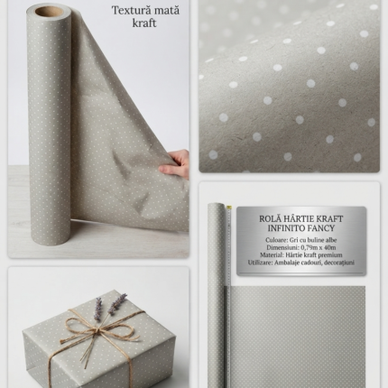 Rolă de hârtie kraft Infinito fancy 0,79x40 m gri