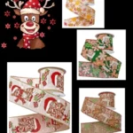 Panglică de Crăciun cu chenar de sârmă 64mmx6.4m