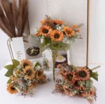 Buchet de flori de floarea-soarelui din mătase 42cm