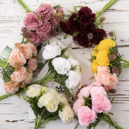 Buchet de flori de mătase din garoafă, 32cm