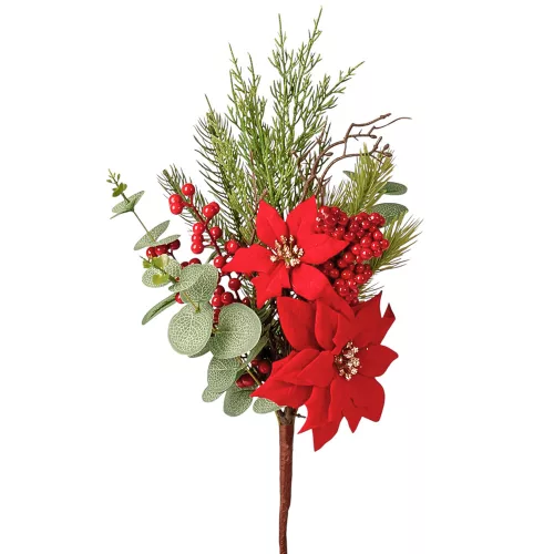 AF193-01 Buchet de Craciunita cu fructe de pădure și frunze 42 cm