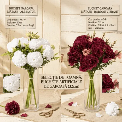 Buchet de flori de mătase din garoafă, 32cm