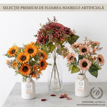 Buchet de flori de floarea-soarelui din mătase 42cm