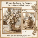 Floare din lemn tip cornet, 6 cm