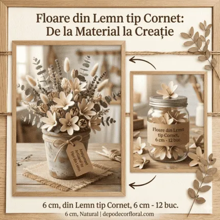 Floare din lemn tip cornet, 6 cm