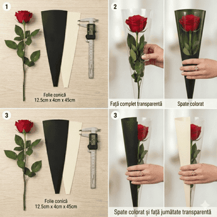 Folie pentru ambalat flori tip con12,5cm x 4cm x 45cm 50 buc