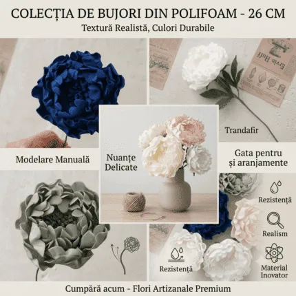 Flori de polifoam Bujori 26 cm/12buc
