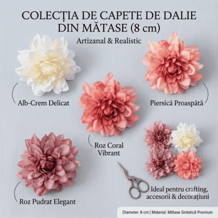 Cap dalie matase 8 cm/12 buc