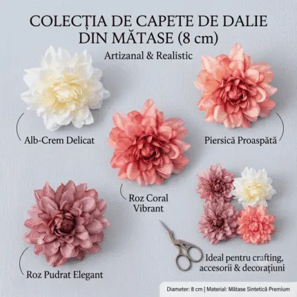 Cap dalie matase 8 cm/12 buc