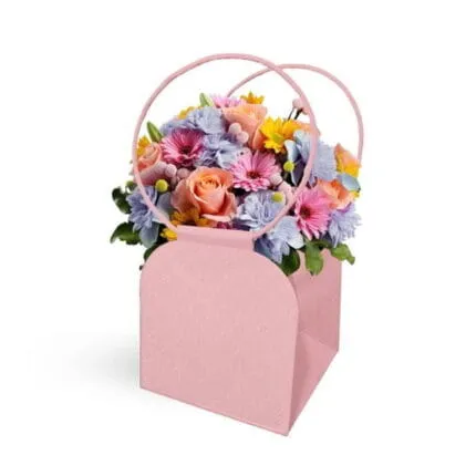 Pungă din carton pentru flori Trianon 15x15x16.5cm/10 buc – Roz Pudră