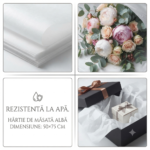 Hârtie de mătase albă, rezistentă la apă, 50x75 cm (set în tub 48buc)